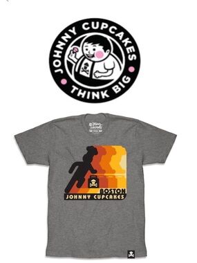 Johnny Cupcakes Boston‎ Runner Boston Exclusive Heather Gray Tee Shirt Medium